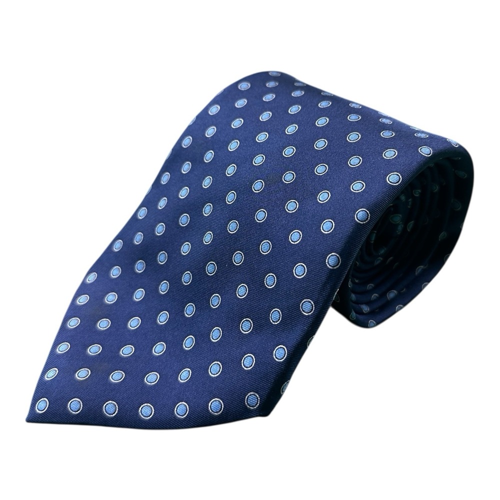 Brooks Brothers Mens Blue Polka Dot Pure Silk Tie 3.75 Inch Made in USA NWT